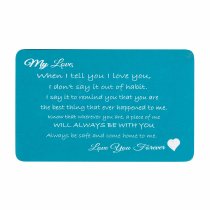 Blue Love You Forever Personalized Photo Engraved Metal Wallet Mini Insert Card
