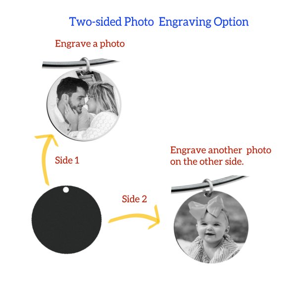 Round Plate Double-sided Engraving Personalized Photos Fits Qina C Bangles
