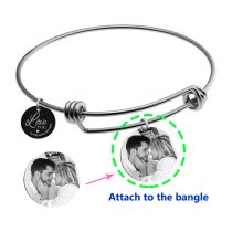 Round Plate Double-sided Engraving Personalized Photos Fits Qina C Bangles