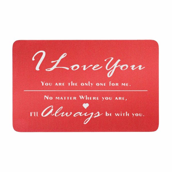 Love You Always Engraved Metal Wallet Mini Insert Card - Red
