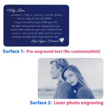 Navy Love You Forever Personalized Photo Engraved Metal Wallet Mini Insert Card
