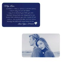 Navy Love You Forever Personalized Photo Engraved Metal Wallet Mini Insert Card