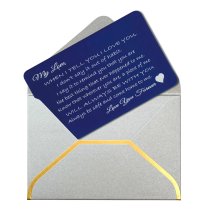 Navy Love You Forever Personalized Photo Engraved Metal Wallet Mini Insert Card
