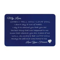 Navy Love You Forever Personalized Photo Engraved Metal Wallet Mini Insert Card