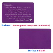 Love You Forever Engraved Metal Wallet Mini Insert Card - Purple