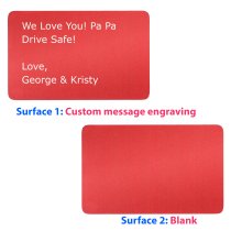 Personalized Text Engraving Metal Aluminum Mini Love Insert Gift Note Card Red