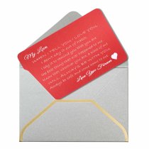 Personalized Text Engraving Metal Aluminum Mini Love Insert Gift Note Card Red