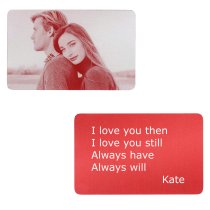 Personalized Photo / Text Custom Engraved Aluminum Wallet Mini Love Insert Card - Red