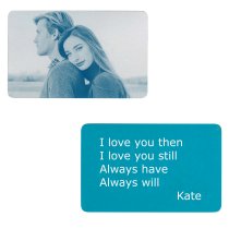 Personalized Photo / Text Custom Engraved Aluminum Wallet Mini Love Insert Card - Blue