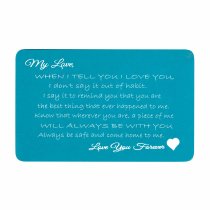 Personalized Text Both Sides Engraving Aluminum Wallet Mini Love Insert Gift Note Card Blue