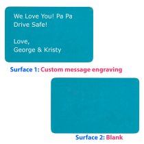 Personalized Text Engraving Metal Aluminum Mini Love Insert Gift Note Card Blue