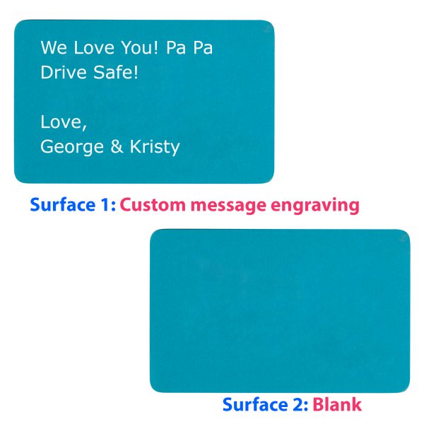 Personalized Text Engraving Metal Aluminum Mini Love Insert Gift Note Card Blue