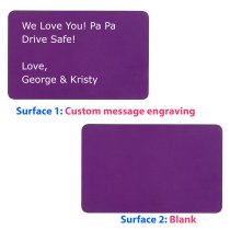 Personalized Text Engraving Metal Aluminum Mini Love Insert Gift Note Card Purple