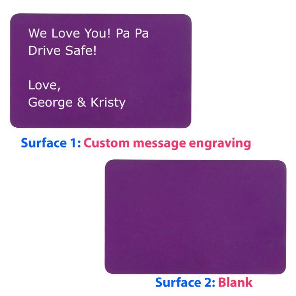 Personalized Text Engraving Metal Aluminum Mini Love Insert Gift Note Card Purple