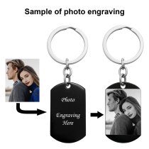 Custom Engraved Personalized Calendar Date & Picture Memorial Stainless Steel Dog Tag Keychain