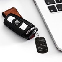 Custom Engraved Personalized Calendar Date & Picture Memorial Stainless Steel Dog Tag Keychain