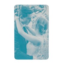 Personalized Photo on Both Sides Custom Engraved Aluminum Wallet Love Insert Card Blue