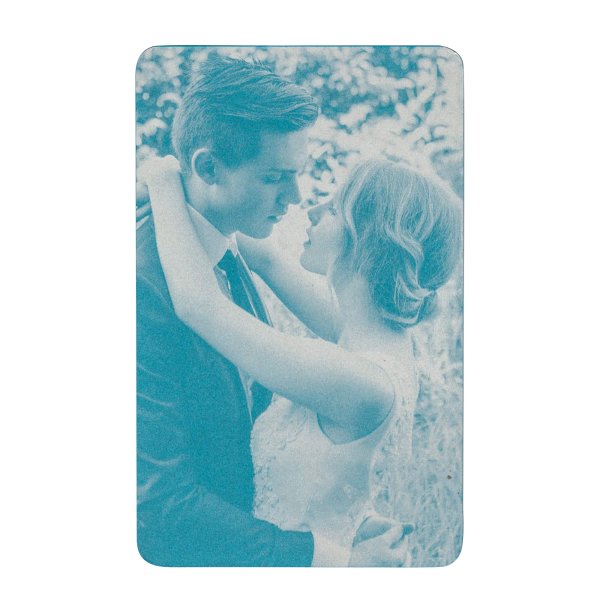 Personalized Photo on Both Sides Custom Engraved Aluminum Wallet Love Insert Card Blue