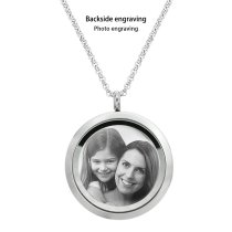Best Mom Mother Stainless Steel Laser Engraved Personalized Photo & Text Message Floating Locket Crystals Necklace Pendant Red