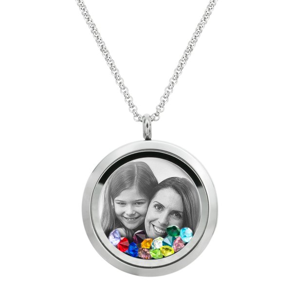 Best Mom Mother Stainless Steel Laser Engraved Personalized Photo & Text Message Floating Locket Crystals Necklace Pendant Mix Colors