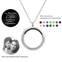 Best Mom Mother Stainless Steel Laser Engraved Personalized Photo & Text Message Floating Locket Crystals Necklace Pendant Mix Colors
