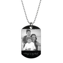 Best Mom Stainless Steel Engraved Text Personalzied Photo Dog Tag Pendant Necklace, 24 in
