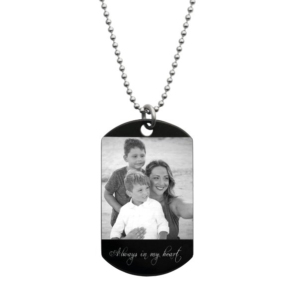 Best Mom Stainless Steel Engraved Text Personalzied Photo Dog Tag Pendant Necklace, 24 in