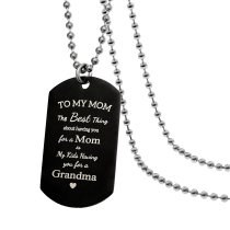 Best Mom Stainless Steel Engraved Text Personalzied Photo Dog Tag Pendant Necklace, 24 in