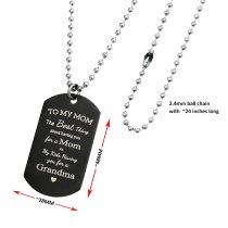 Best Mom Stainless Steel Engraved Text Personalzied Photo Dog Tag Pendant Necklace, 24 in