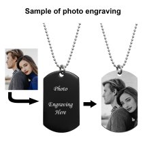 Best Mom Stainless Steel Engraved Text Personalzied Photo Dog Tag Pendant Necklace, 24 in