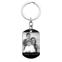 Best Mom Stainless Steel Engraved Memorial Text Personalized Photo Dog Tag Keychain