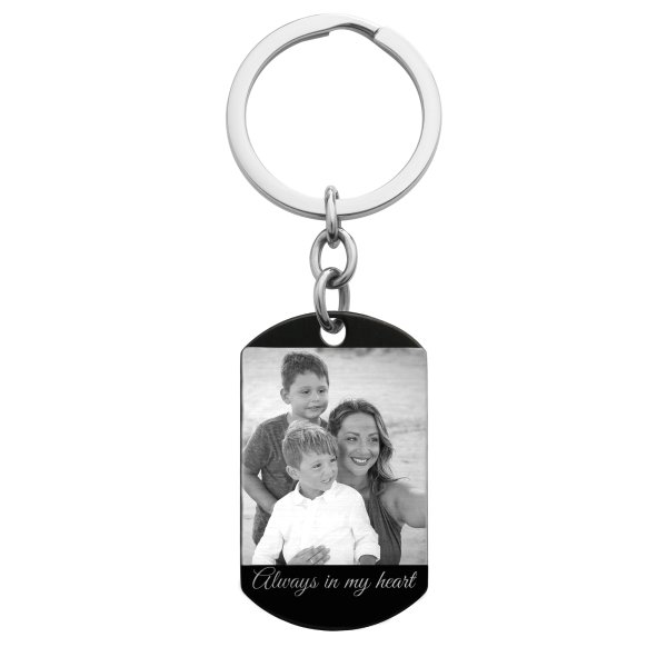 Best Mom Stainless Steel Engraved Memorial Text Personalized Photo Dog Tag Keychain