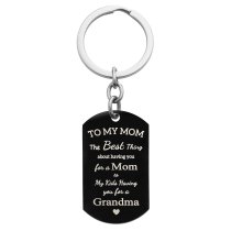 Best Mom Stainless Steel Engraved Memorial Text Personalized Photo Dog Tag Keychain
