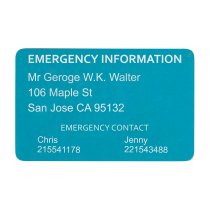 Aluminum Personalized Engraved Emergency Contac ICE Medical Id Wallet Card Blue