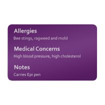 Aluminum Personalized Engraved Emergency Contac ICE Medical Id Wallet Card Purple