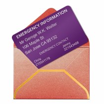 Aluminum Personalized Engraved Emergency Contac ICE Medical Id Wallet Card Purple