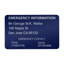Aluminum Personalized Engraved Emergency Contac ICE Medical Id Wallet Card Navy
