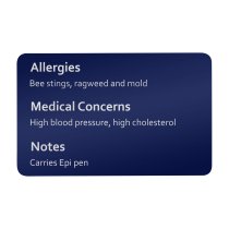 Aluminum Personalized Engraved Emergency Contac ICE Medical Id Wallet Card Navy