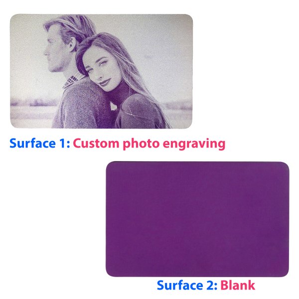 Personalized Photo on One Side Custom Engraved Aluminum Wallet Love Insert Card Purple