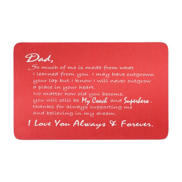 Aluminum Engraved My Superhero Dad Wallet Card From Daughter/son Red