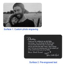 Aluminum Engraved Best Dad Ever Personalized Photo Wallet Card From Daughter Black