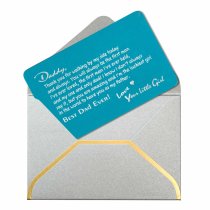 Aluminum Engraved Best Dad Ever Personalized Wallet Card From Daughter Blue
