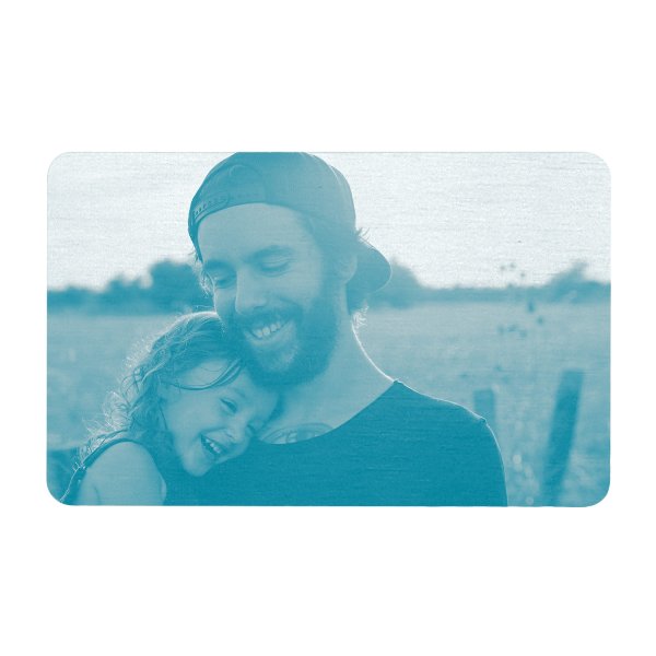 Aluminum Engraved Best Dad Ever Personalized Photo Wallet Card From Daughter Blue