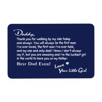 Aluminum Engraved Best Dad Ever Personalized Wallet Card From Daughter Navy