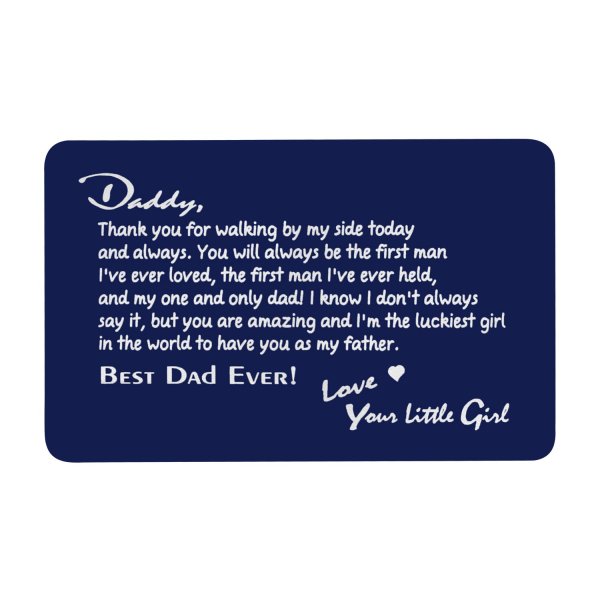 Aluminum Engraved Best Dad Ever Personalized Wallet Card From Daughter Navy