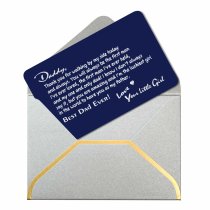Aluminum Engraved Best Dad Ever Personalized Photo Wallet Card From Daughter Navy