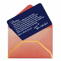 Aluminum Engraved Best Dad Ever Personalized Photo Wallet Card From Daughter Navy