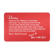 Aluminum Engraved Best Dad Ever Personalized Wallet Card From Daughter Red