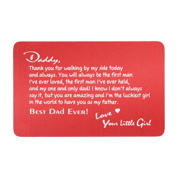 Aluminum Engraved Best Dad Ever Personalized Wallet Card From Daughter Red