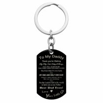 Best Dad Little Girl Stainless Steel Engraved Memorial Text Dog Tag Keychain